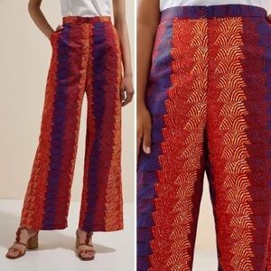 Sika X Anthropologie Sz 8 Colorful Abstract Print Wide Legs Pants